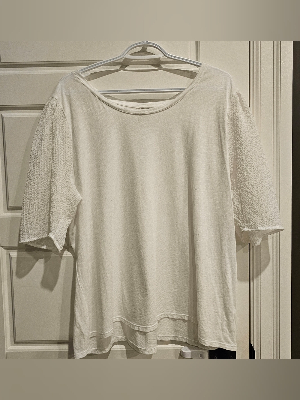 C Est. 1946 Textured Sleeve Tunic in White- XL